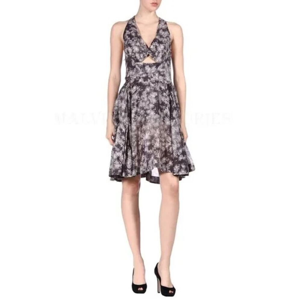 STELLA McCARTNEY Floral Cotton Silk Blend Sun Dress Gray FEMININE COMFY LUXURY